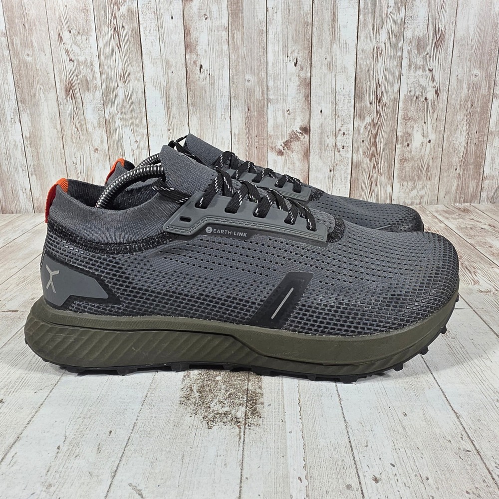 Flux Earth-Link Trail Runner Shoes Mens 10.5 Grey Olive Wide Toe Box Zero Drop